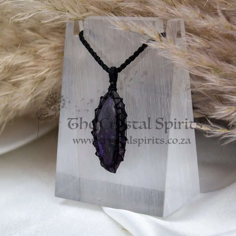 Sugilite Crystal Macramé Pendant