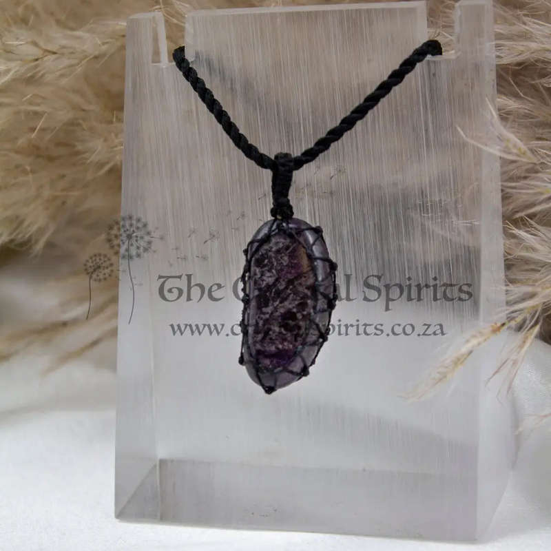 Sugilite Crystal Macramé Pendant