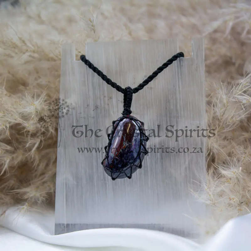 Sugilite Crystal Macramé Pendant