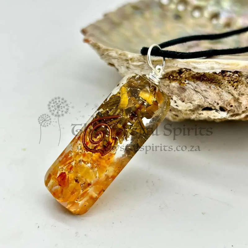 Tigers Eye and Carnelian Orgonite Pendant for Fierce Wealth Energy