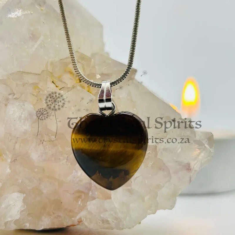 Tigers Eye Crystal Heart Shaped Pendant