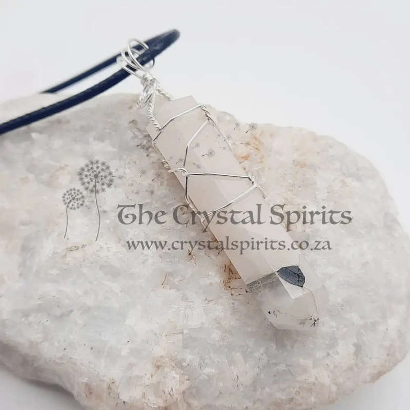 Tourmilated Quartz Crystal Gem Pendant