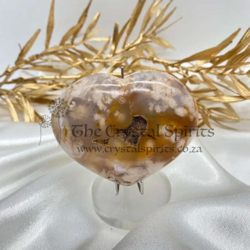 Tranquility Flower Agate Heart