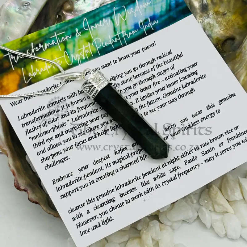 Transformation And Inner Wisdom Labradorite Crystal Pendant From India