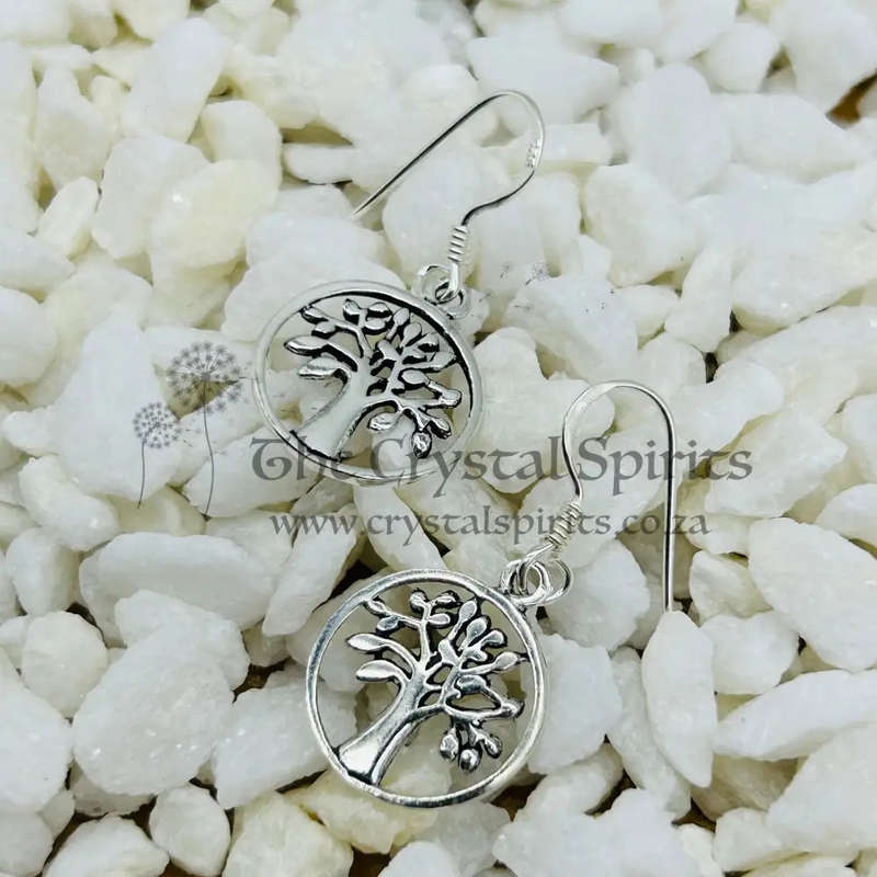 Tree Of Life Sterling Silver Round Earrings