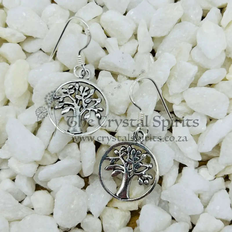Tree Of Life Sterling Silver Round Earrings