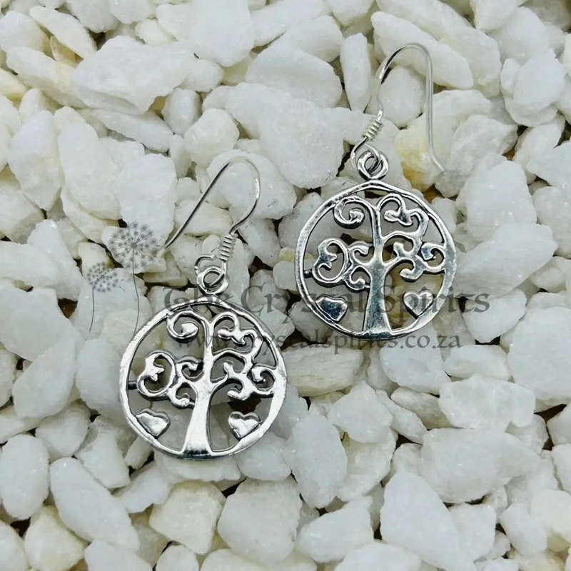 Tree Of Life Sterling Silver Small Round Earrings