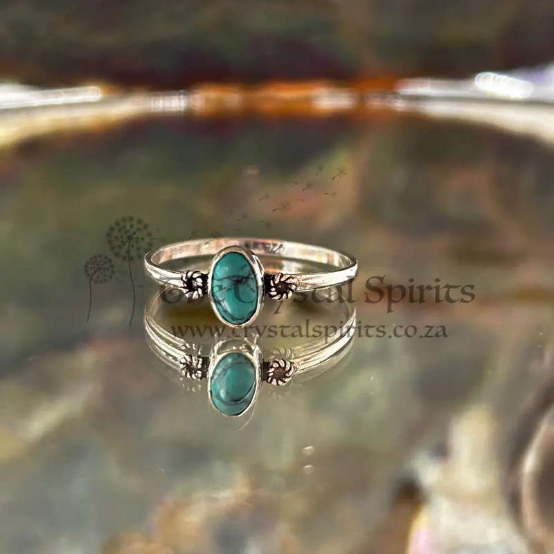 Turquoise Crystal Sterling Silver Ring
