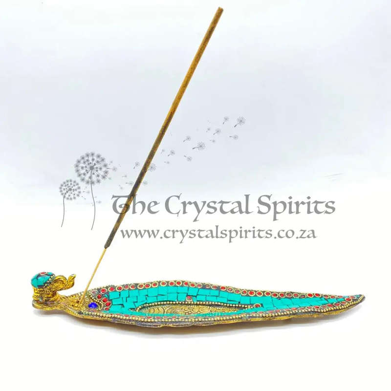 Turquoise Mosaic Elephant Incense Holder
