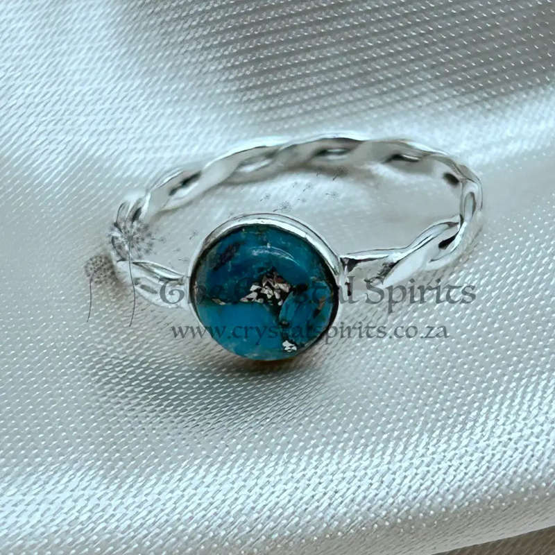 Turquoise Twist Sterling Silver Crystal Ring