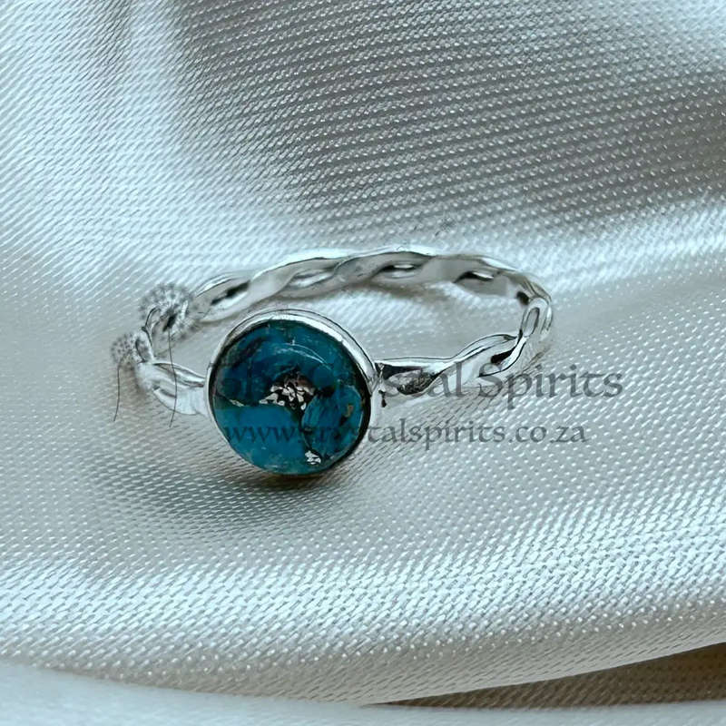 Turquoise Twist Sterling Silver Crystal Ring