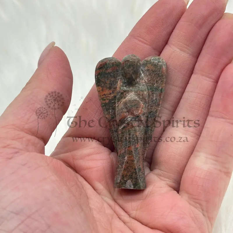 Unakite Carved Crystal Angel