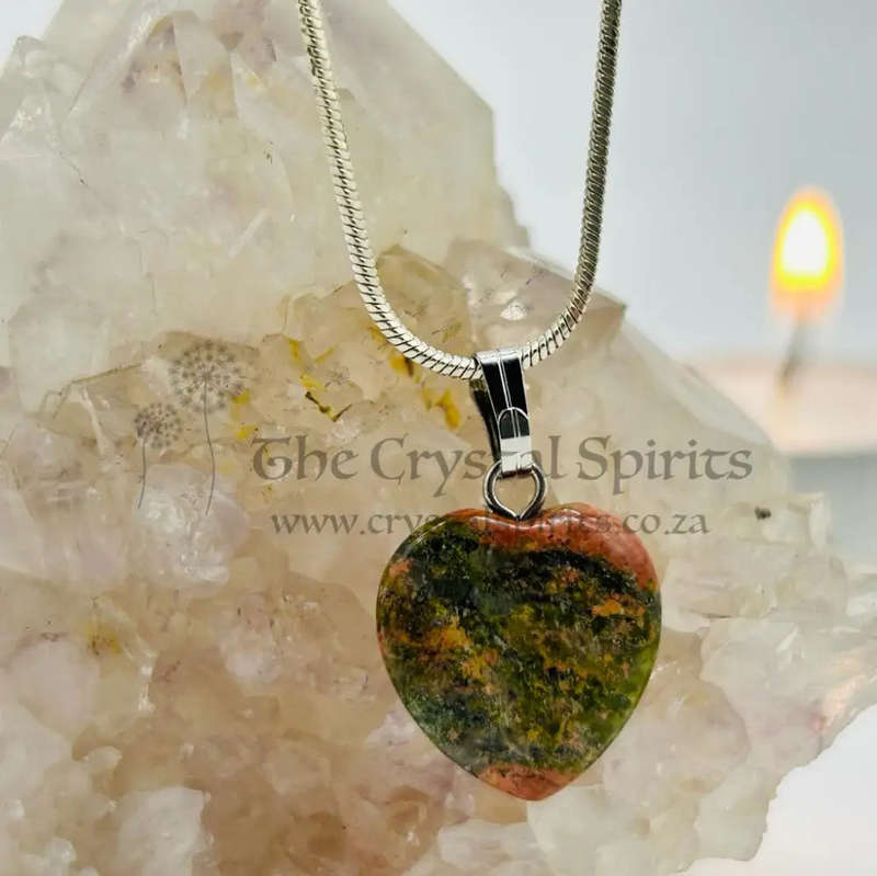 Unakite Crystal Heart Shaped Pendant