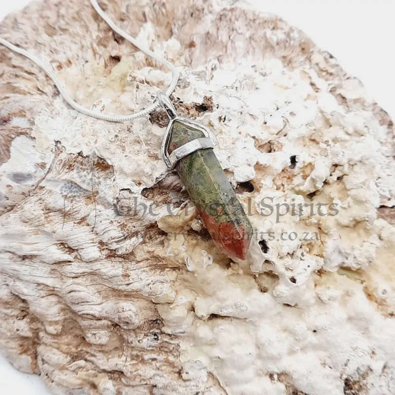Unakite Double Terminated Crystal Pendant