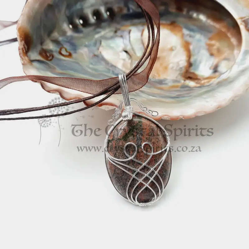 Unakite Wire Wrap Crystal Pendant