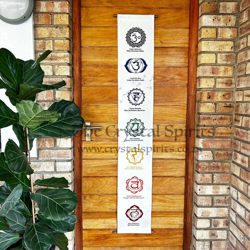 White 7 Chakra Wall Hanging Banner