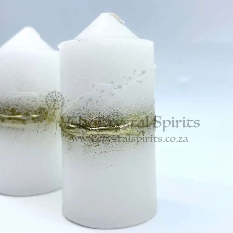 White and Gold Halo Large Altar Candles