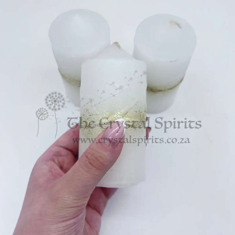 White and Gold Halo Large Altar Candles