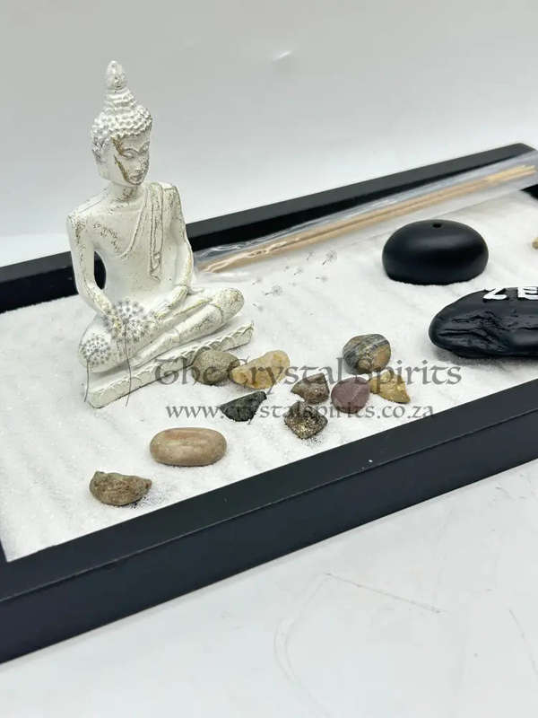 White Buddha Zen Garden With Incense