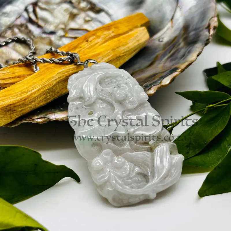 White Green Jade Double Side Carved Pendant Of Love