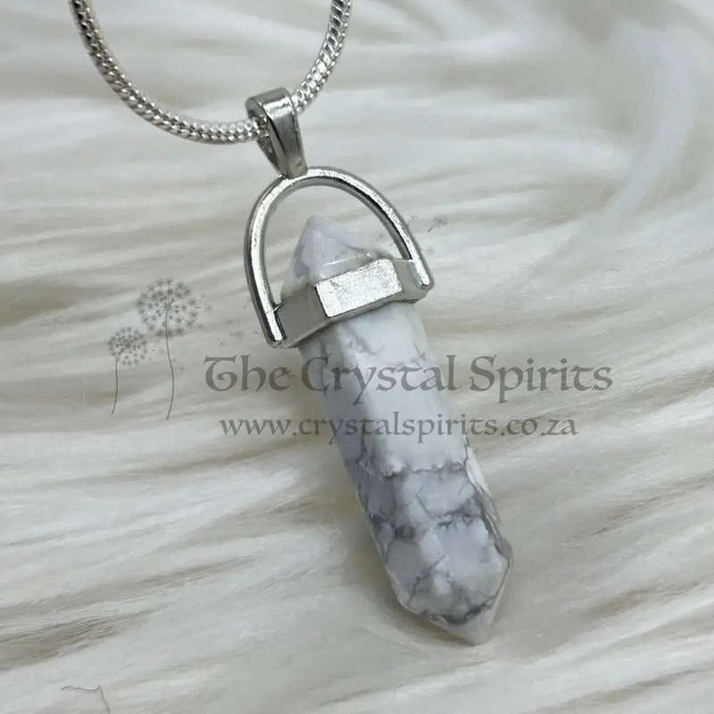 White Howlite Crystal Double Terminated Pendant