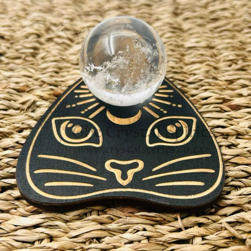 Wooden Cat Crystal Holder