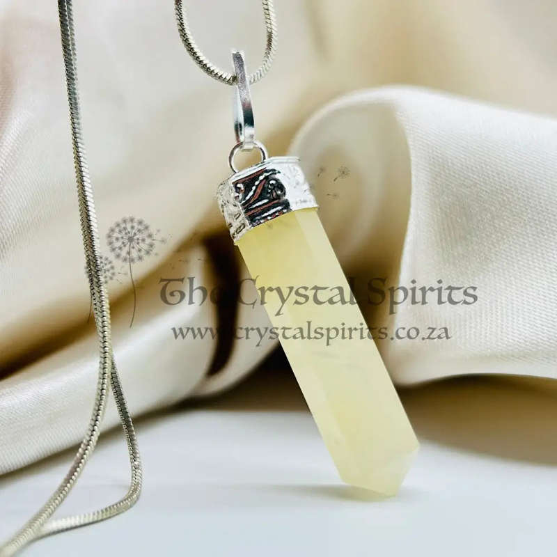 Yellow Aventurine White Metal Crystal Pendant