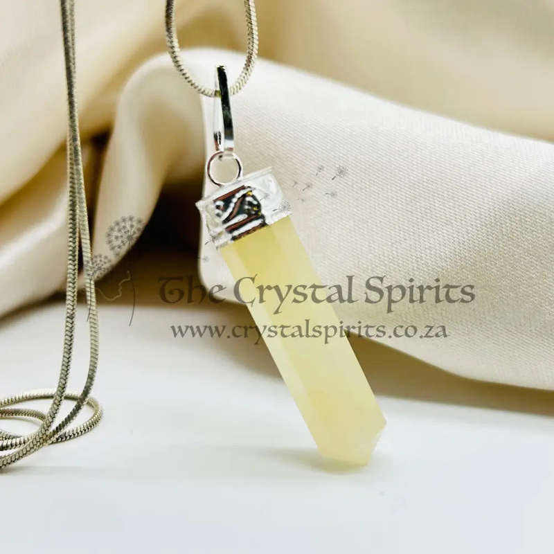 Yellow Aventurine White Metal Crystal Pendant