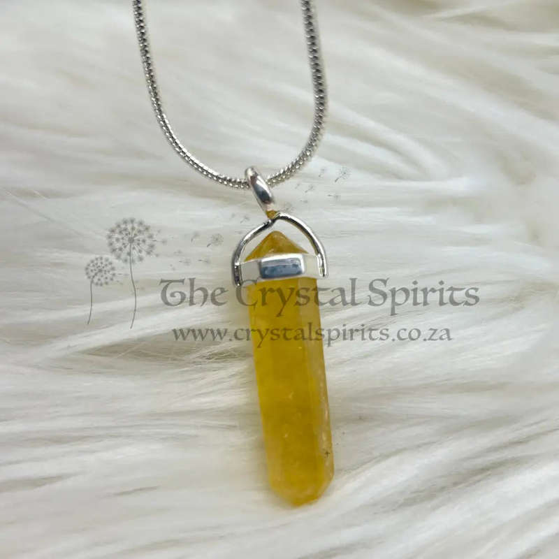 Yellow Fluorite Crystal Double Terminated Pendant
