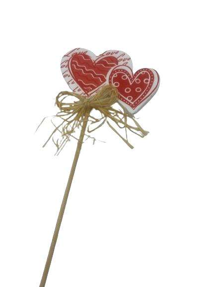 Valentine Wooden Double Hearts on a Stick