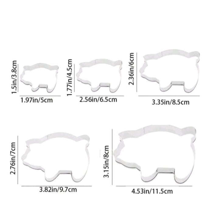 5pc Metal Cookie Cutter Pigs