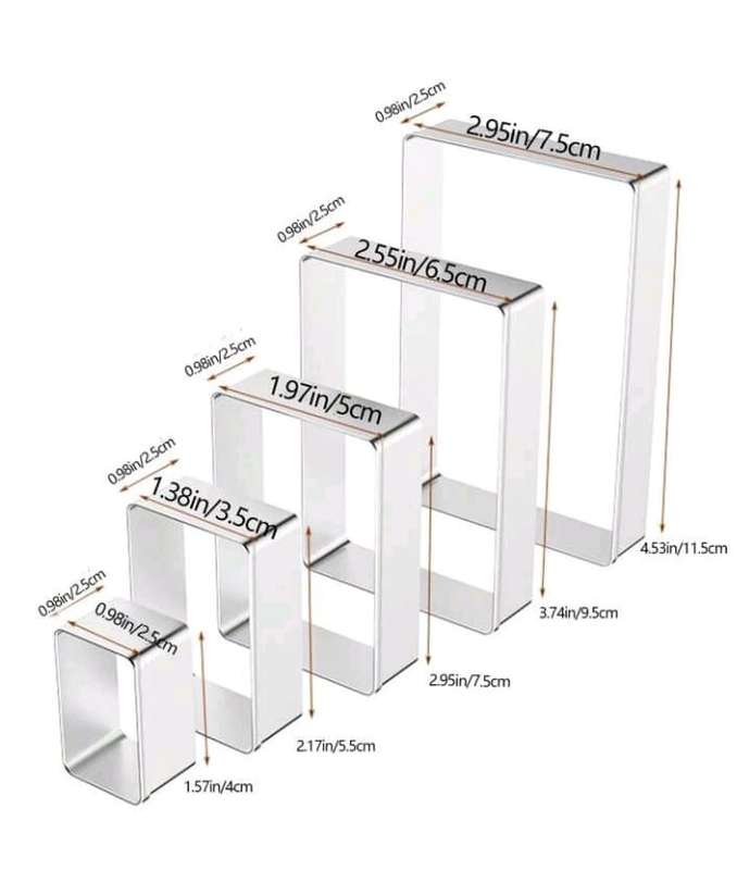 5pc Metal Cookie Cutter Rectangle