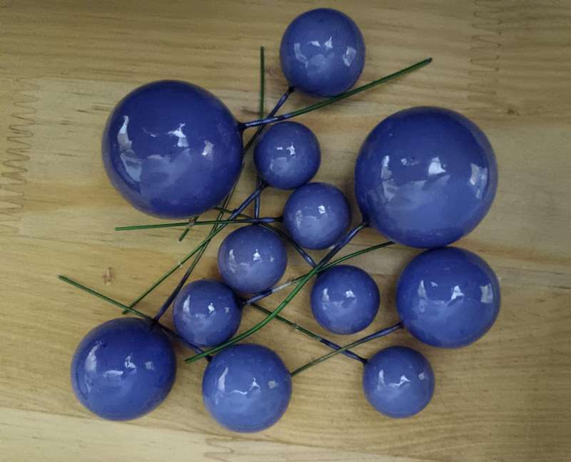 12pc Cake Topper Polystyrene Faux Balls Purple