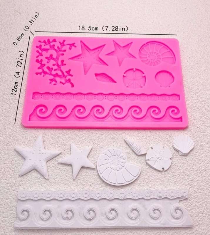 Silicone fondant / sugar paste mould under the sea/ shells