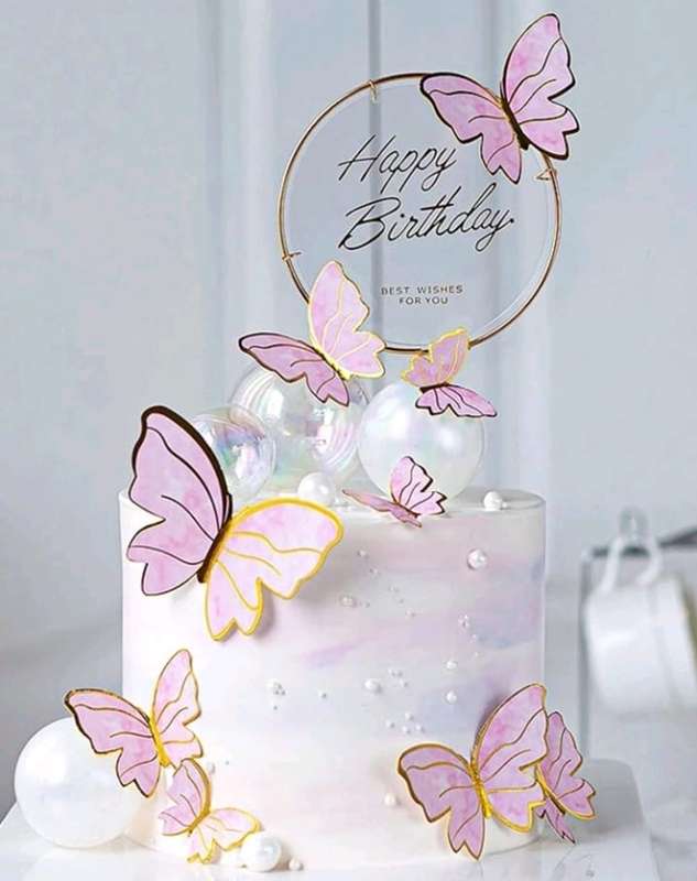 Cardboard Butterflies Cake Topper Baby Pink