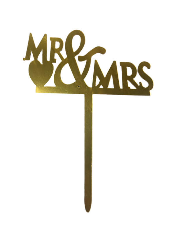 Nr441 Acrylic Cake Topper Mr & Mrs Gold