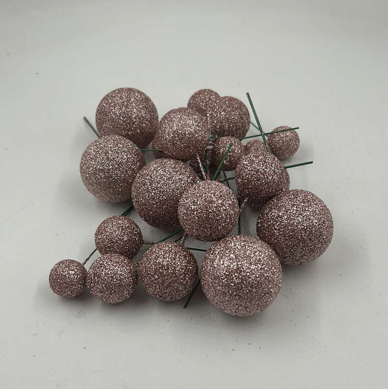 Cake Topper Polystyrene Faux Balls Rose Gold Glitter