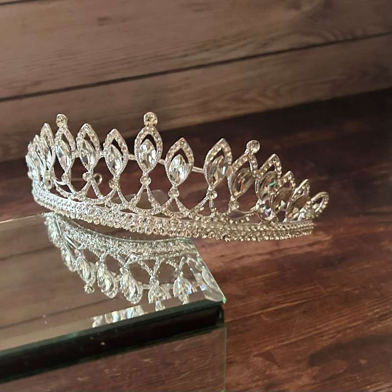 Diamante Tiara Cake Topper Silver