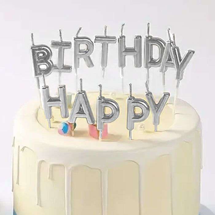 Happy Birthday Candle Silver