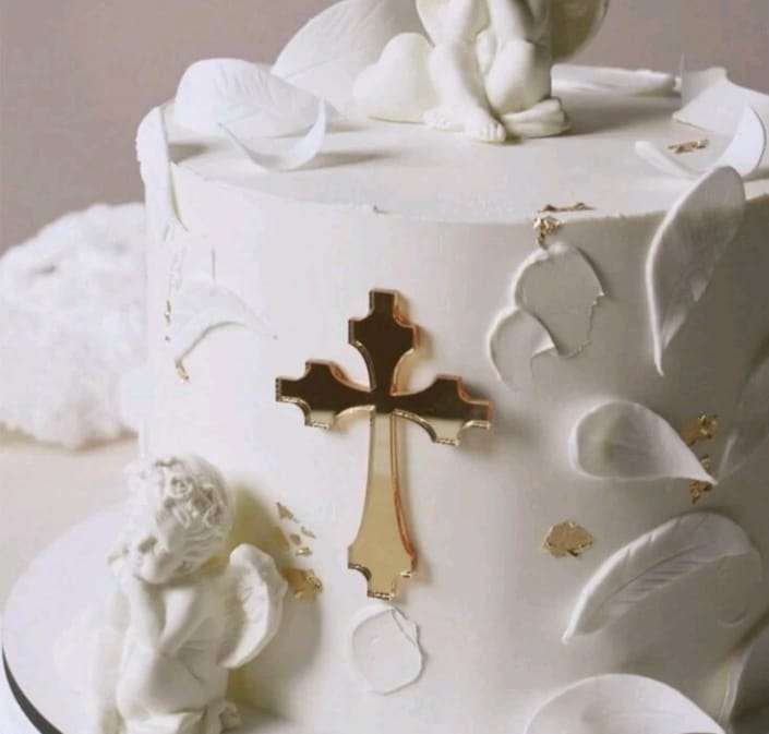 3pc Acrylic Cake Topper Cross