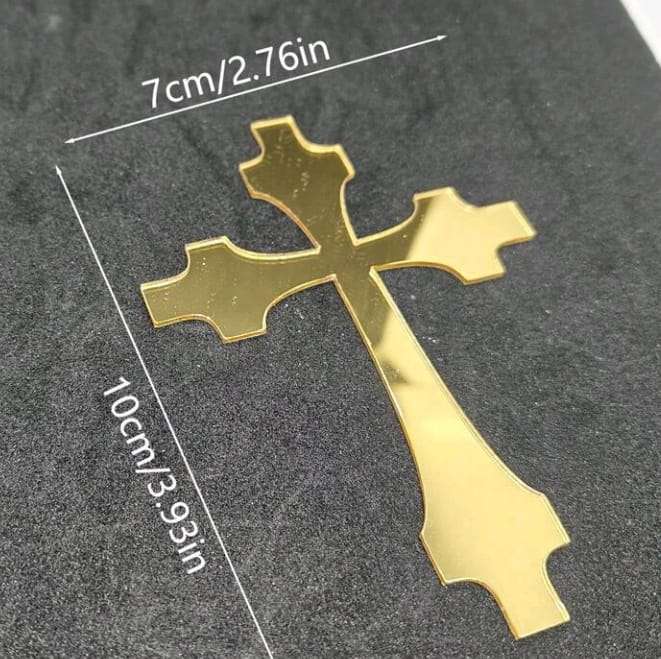 3pc Acrylic Cake Topper Cross