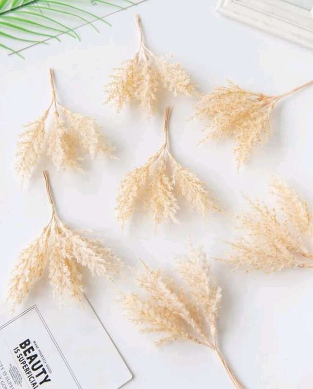 Cake Topper Artificial Reeds Grass Flower Beige