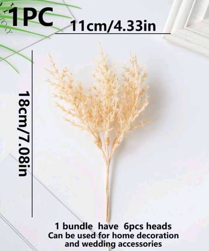 Cake Topper Artificial Reeds Grass Flower Beige