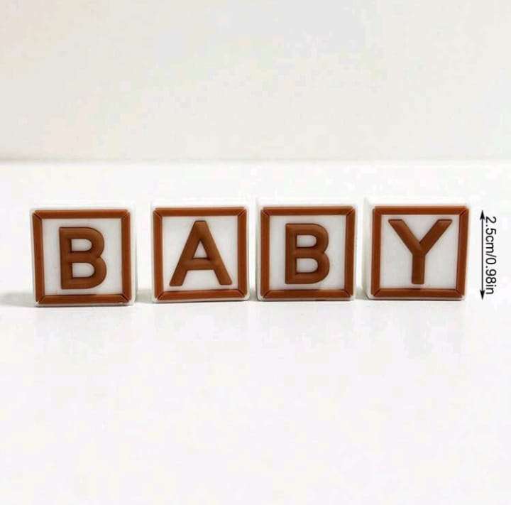 Cake Topper Baby Block Brown