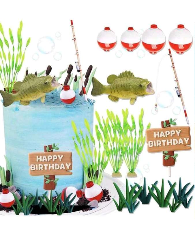 Fishing Plastic Cake Topper Set