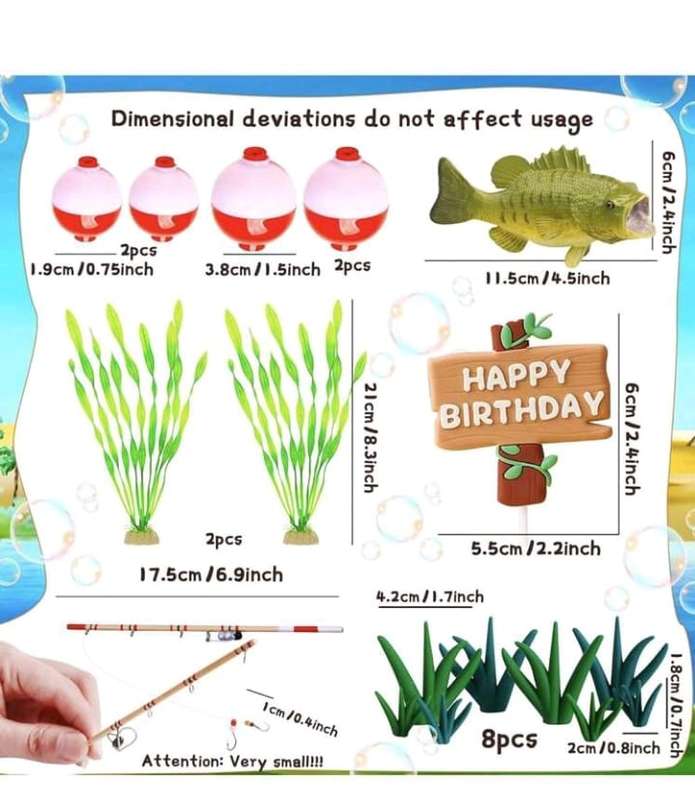 Fishing Plastic Cake Topper Set