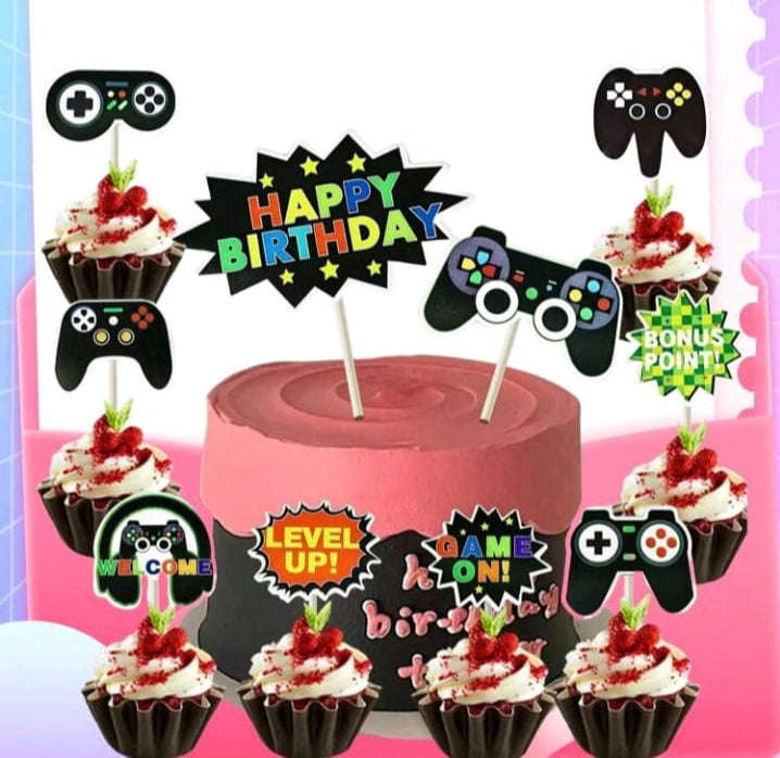 10pc Cardboard Cupcake Topper Playstation