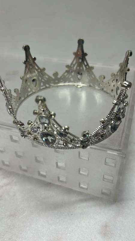Diamante Tiara Cake Topper Silver