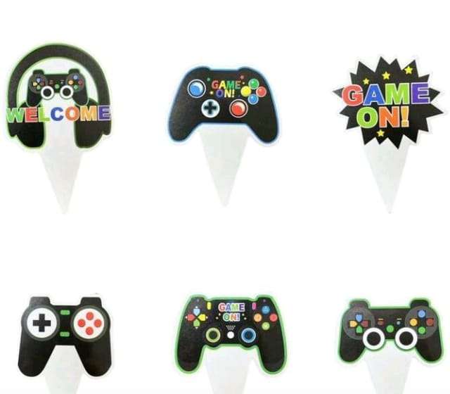 24pc Cardboard Cupcake Topper Playstation