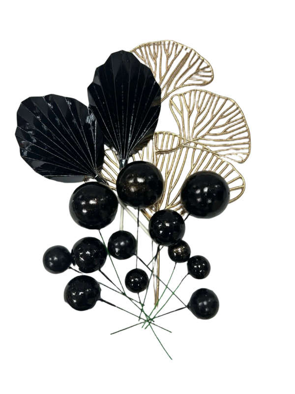 Cake Topper Palm Leaf Faux Balls and Ginkgo